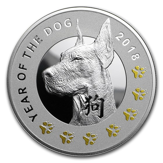 2018 Niue Silver Year of the Dog Proof (Gilded) 2018 Niue Silver Year of the Dog Proof (Gilded)