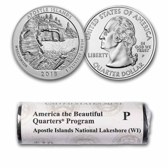 2018-P ATB Quarter Apostle Islands Lakeshore 40-Coin Roll BU 2018-P ATB Quarter Apostle Islands Lakeshore 40-Coin Roll BU