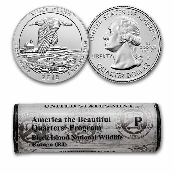 2018-P ATB Quarter Block Island Wildlife Refuge 40-Coin Roll BU 2018-P ATB Quarter Block Island Wildlife Refuge 40-Coin Roll BU