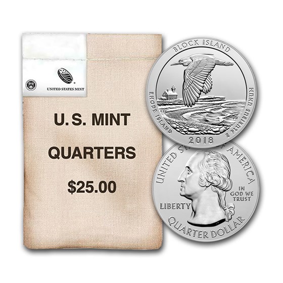 2018-P ATB Quarter Block Isld Wildlife Refuge $25 Mint Sealed Bag