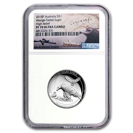 2018-P Australia 1 oz Silver Wedge Tailed Eagle PF-70 NGC (HR) 2018-P Australia 1 oz Silver Wedge Tailed Eagle PF-70 NGC (HR)