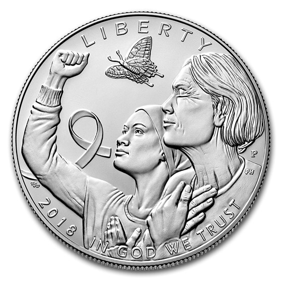 2018-P Breast Cancer Awareness $1 Silver BU (Box & COA) 2018-P Breast Cancer Awareness $1 Silver BU (Box & COA)