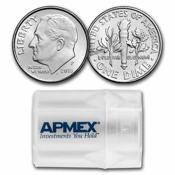 2018-P Roosevelt Dime 50-Coin Roll BU 2018-P Roosevelt Dime 50-Coin Roll BU