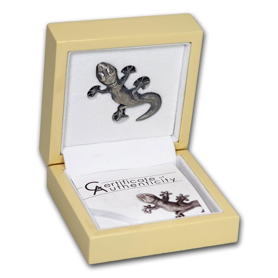 Buy 2018 Palau 1 oz Silver Antique Finish Gecko Shaped Coin | APMEX
