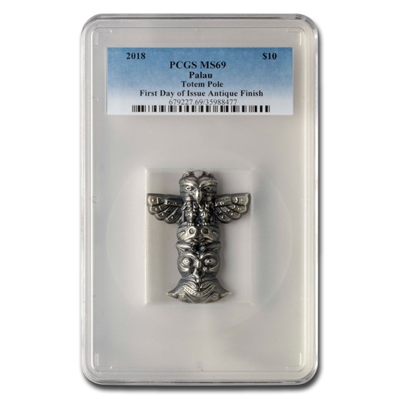2018 Palau 2 oz Silver $10 Totem Pole Shaped Coin MS-69 PCGS 2018 Palau 2 oz Silver $10 Totem Pole Shaped Coin MS-69 PCGS