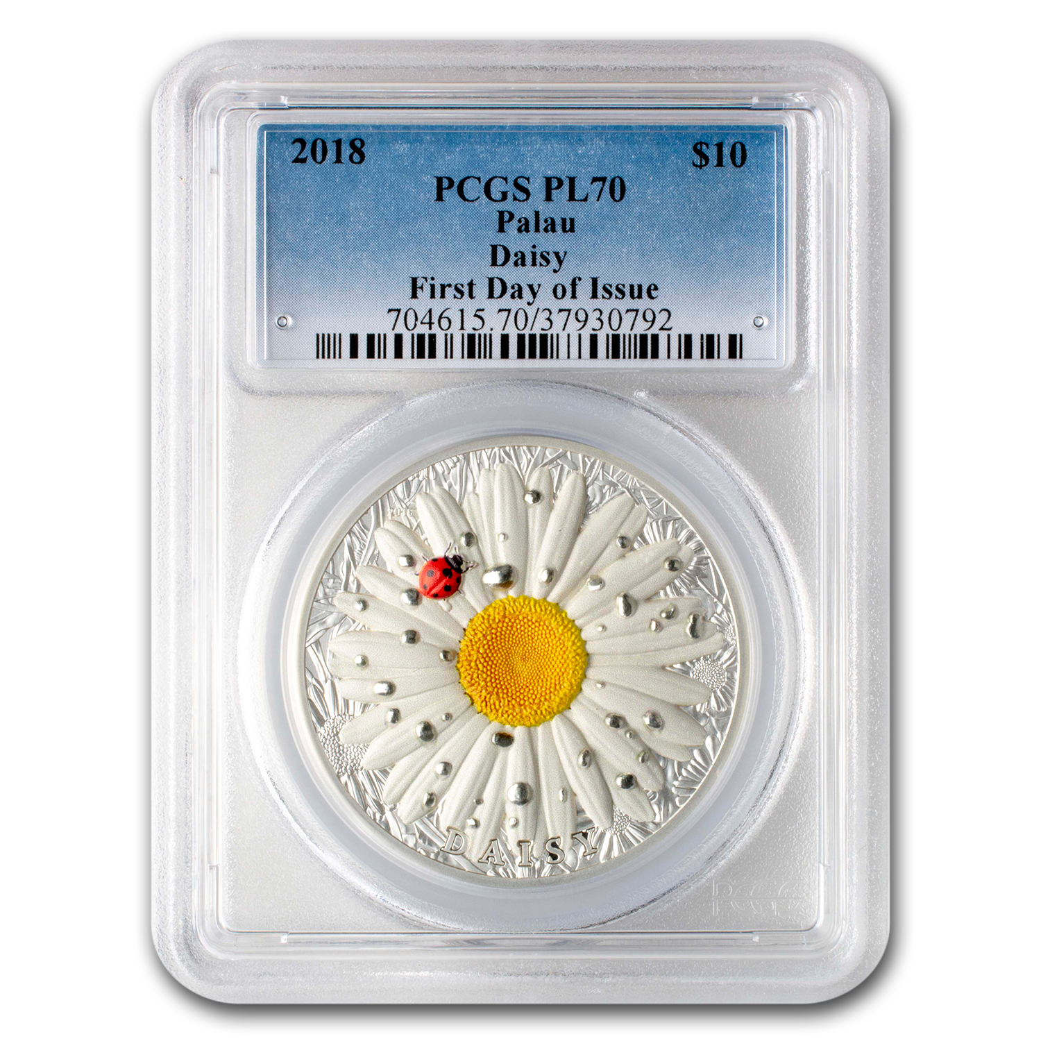 2018 $10 Palau Daisy /& Ladybug 2oz .999 Silver PCGS PL70 First Day of Issue