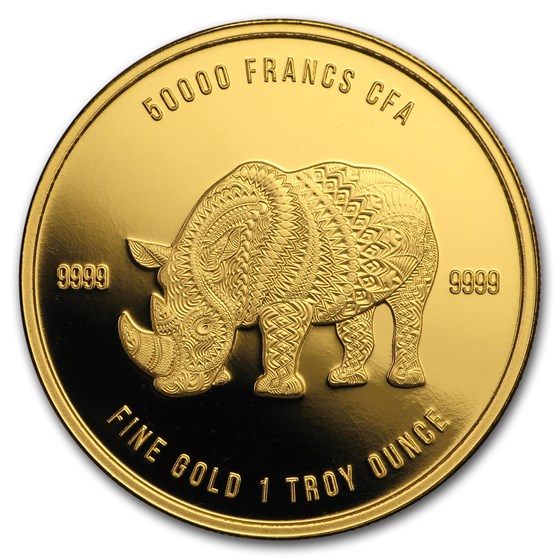 2018 Republic of Chad 1 oz Gold Mandala Rhino BU 2018 Republic of Chad 1 oz Gold Mandala Rhino BU