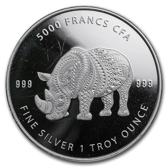 2018 Republic of Chad 1 oz Silver Mandala Rhino (Abrasions) 2018 Republic of Chad 1 oz Silver Mandala Rhino (Abrasions)