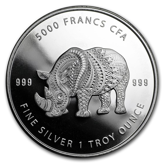 2018 Republic of Chad 1 oz Silver Mandala Rhino BU 2018 Republic of Chad 1 oz Silver Mandala Rhino BU