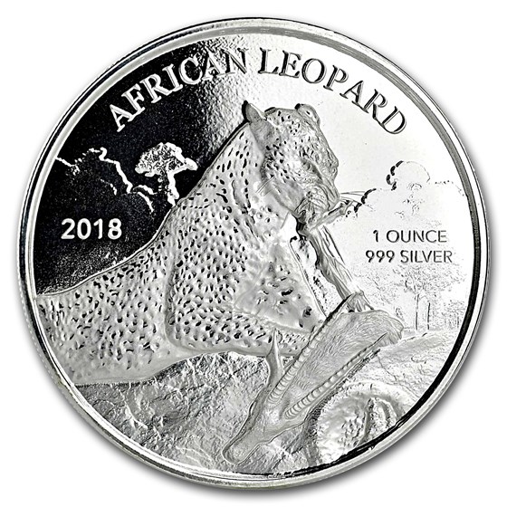 2018 Republic of Ghana 1 oz Silver 5 Cedi African Leopard BU 2018 Republic of Ghana 1 oz Silver 5 Cedi African Leopard BU