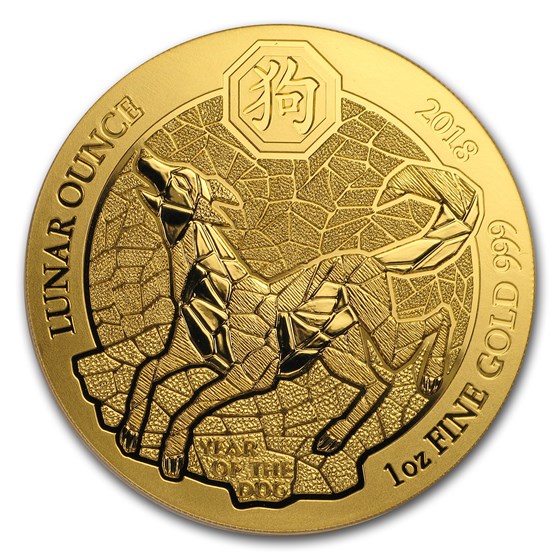 2018 Rwanda 1 oz Gold Lunar Year of the Dog BU 2018 Rwanda 1 oz Gold Lunar Year of the Dog BU