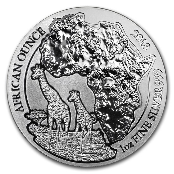 2018 Rwanda 1 oz Silver African Giraffe BU 2018 Rwanda 1 oz Silver African Giraffe BU