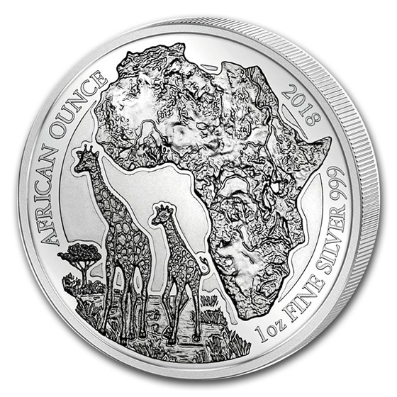 2018 Rwanda 1 oz Silver African Giraffe Proof