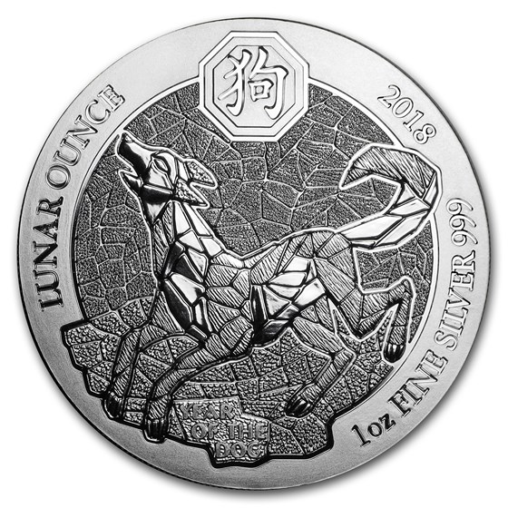 2018 Rwanda 1 oz Silver Lunar Year of the Dog BU