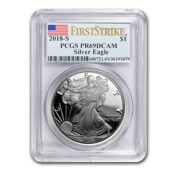 2018-S 1 oz Proof American Silver Eagle PR-69 PCGS (FirstStrike®) 2018-S 1 oz Proof American Silver Eagle PR-69 PCGS (FirstStrike®)