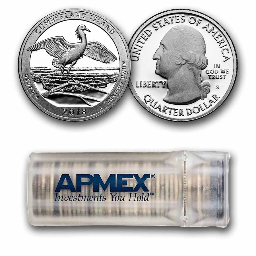 2018-S ATB Quarter Cumberland Seashore 40-Coin Roll Proof