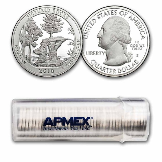 2018-S ATB Quarter Pictured Rocks 40-Coin Roll Proof (Silver)