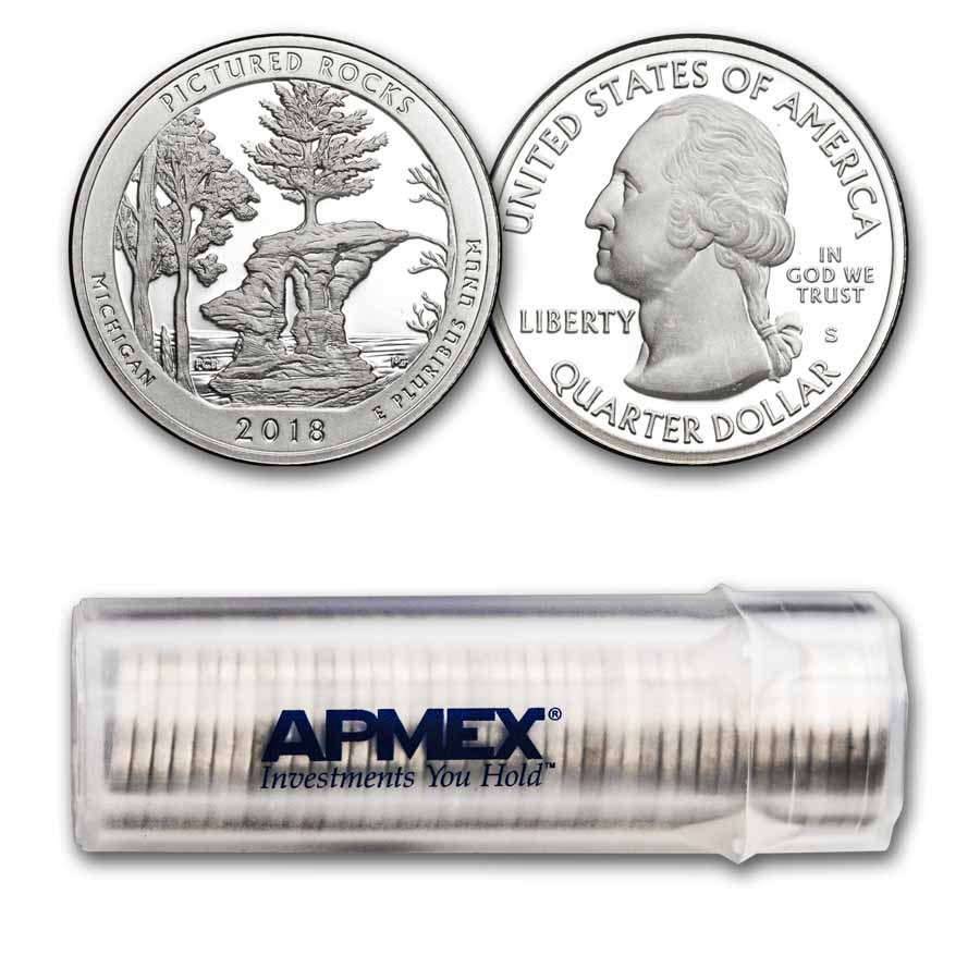 2018-S ATB Quarter Pictured Rocks 40-Coin Roll Proof (Silver)