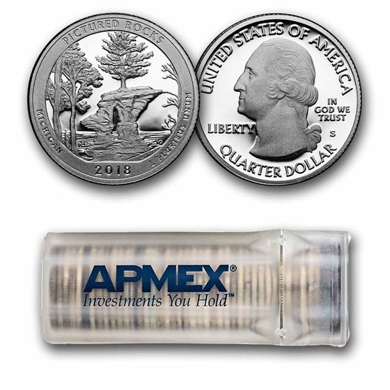 2018-S ATB Quarter Pictured Rocks Lakeshore 40-Coin Roll Proof