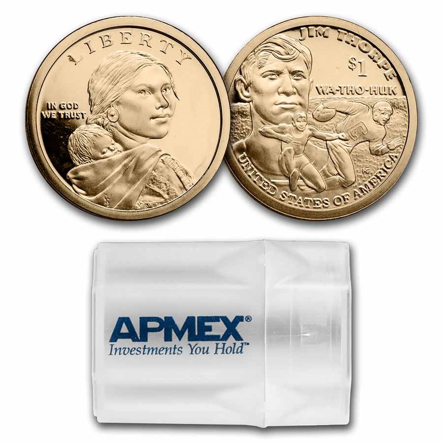 2018-S Native Amer $1 - Jim Thorpe 20-Coin Roll Gem Proof