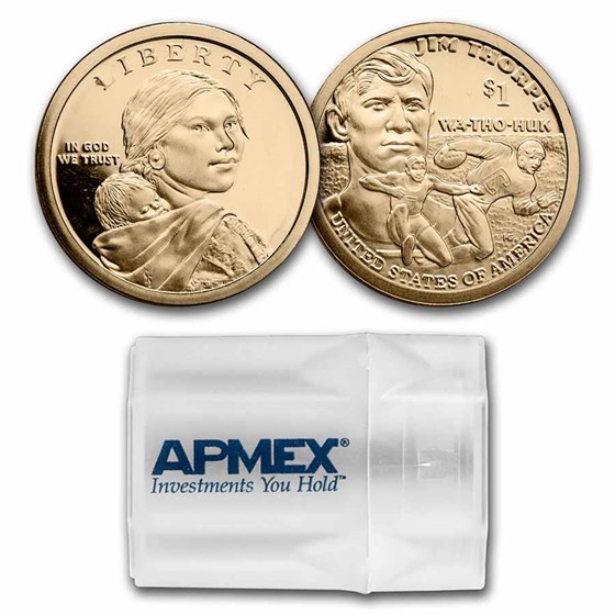 2018-S Native Amer $1 - Jim Thorpe 20-Coin Roll Gem Proof 2018-S Native Amer $1 - Jim Thorpe 20-Coin Roll Gem Proof