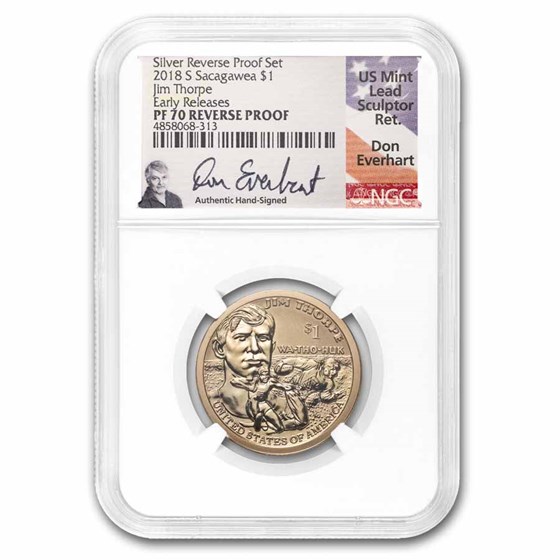 2018-S Native Amer $1 - Jim Thorpe Reverse Proof PF-70 NGC ER 2018-S Native Amer $1 - Jim Thorpe Reverse Proof PF-70 NGC ER