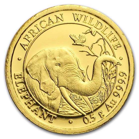 2018 Somalia 1/2 gram Gold African Elephant BU 2018 Somalia 1/2 gram Gold African Elephant BU