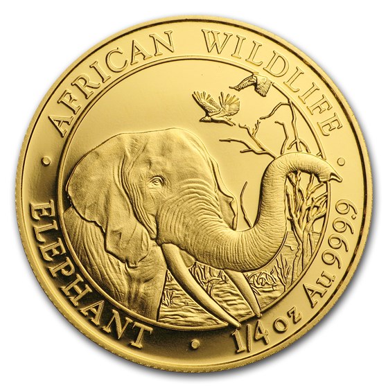 2018 Somalia 1/4 oz Gold African Elephant BU