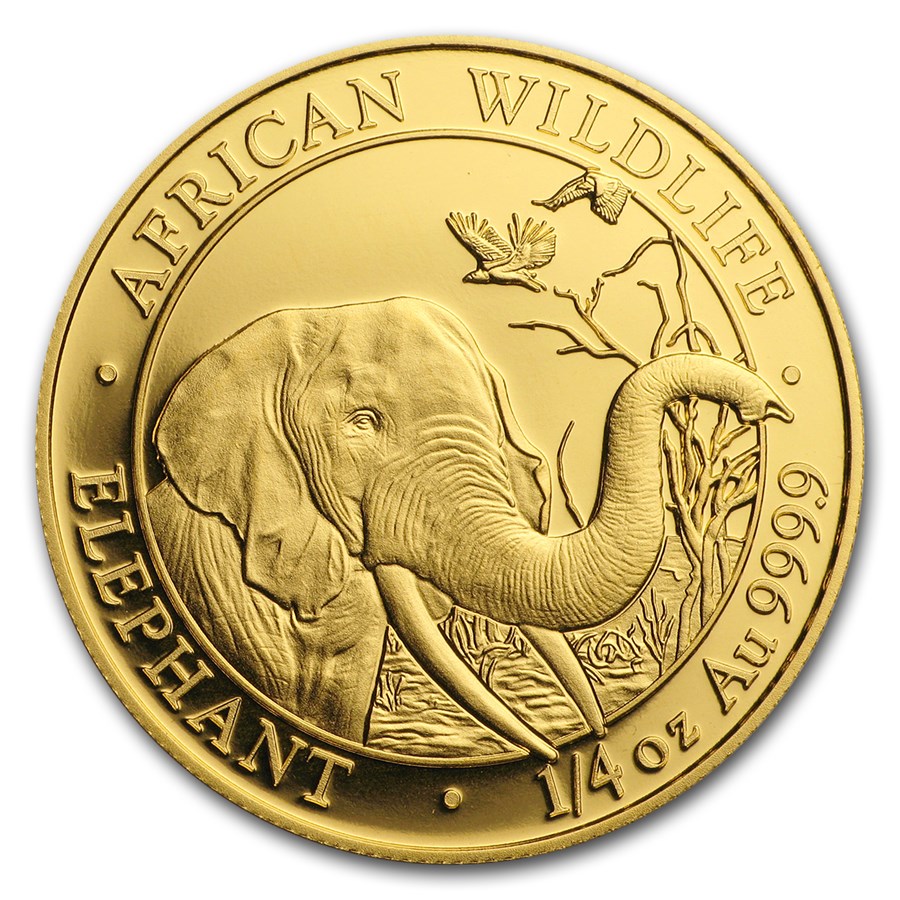 2018 Somalia 1/4 oz Gold African Elephant BU