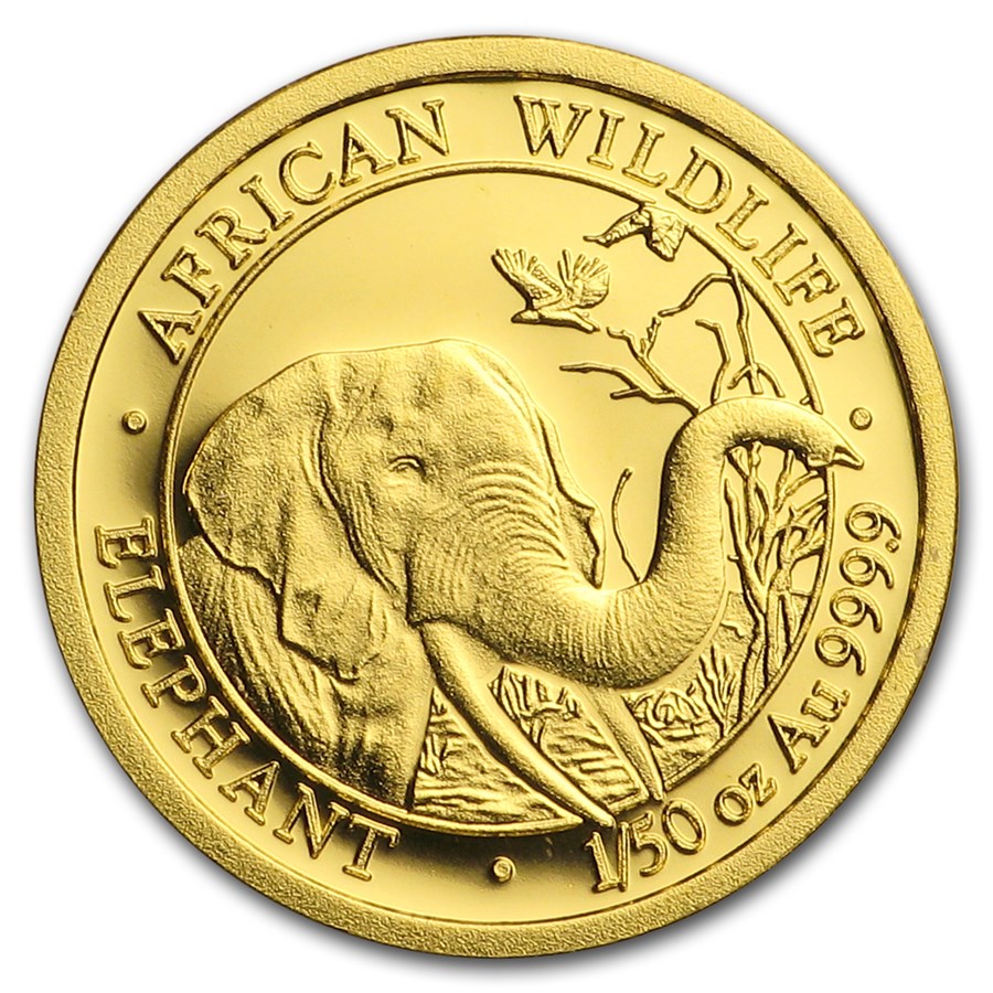 2018 Somalia 1/50 oz Gold African Elephant BU