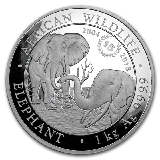2018 Somalia 1 kilo Silver Elephant 15th Anniversary Jubilee BU 2018 Somalia 1 kilo Silver Elephant 15th Anniversary Jubilee BU