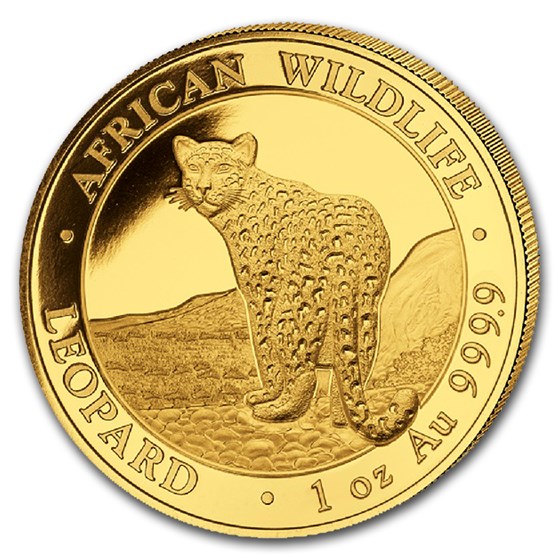 2018 Somalia 1 oz Gold African Wildlife Leopard BU