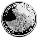 2018 Somalia 1 oz Silver African Wildlife Leopard BU