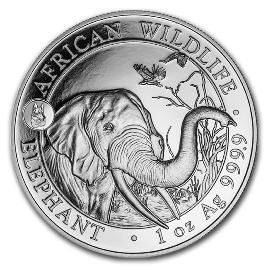 2018 Somalia 1 oz Silver Elephant BU (Dog Privy)