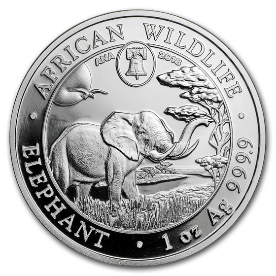 2018 Somalia 1 oz Silver Elephant (Philadelphia ANA Privy Mark) 2018 Somalia 1 oz Silver Elephant (Philadelphia ANA Privy Mark)