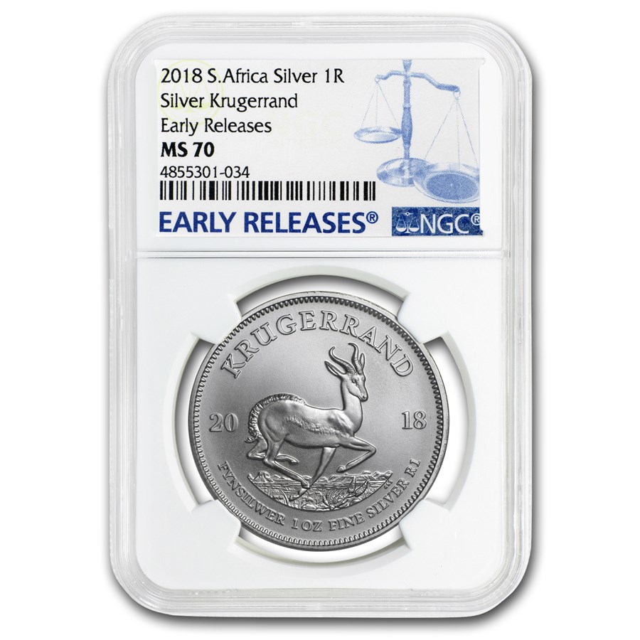 2018 South Africa 1 oz Silver Krugerrand MS-70 NGC (ER)