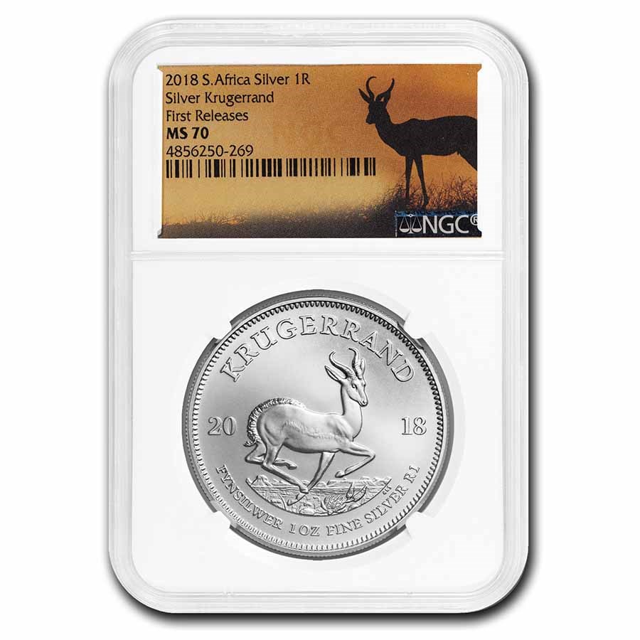 2018 South Africa 1 oz Silver Krugerrand MS-70 NGC (FR)