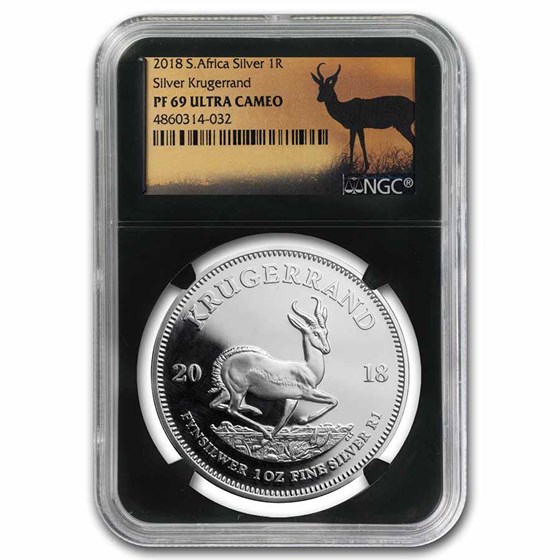 2018 South Africa 1 oz Silver Krugerrand PF-69 NGC 2018 South Africa 1 oz Silver Krugerrand PF-69 NGC