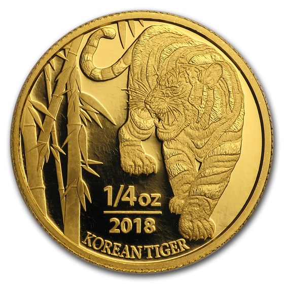 2018 South Korea 1/4 oz Gold Tiger BU (w/Box & COA) 2018 South Korea 1/4 oz Gold Tiger BU (w/Box & COA)