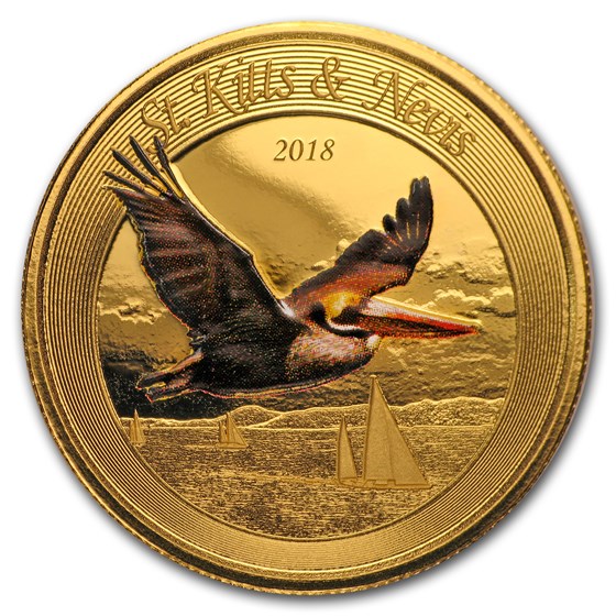 2018 St. Kitts and Nevis 1 oz Gold Pelican (Colorized) 2018 St. Kitts and Nevis 1 oz Gold Pelican (Colorized)