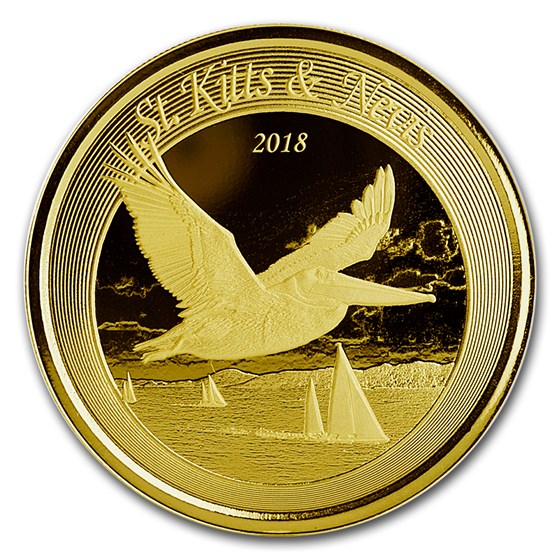 2018 St. Kitts & Nevis 1 oz Gold Pelican BU
