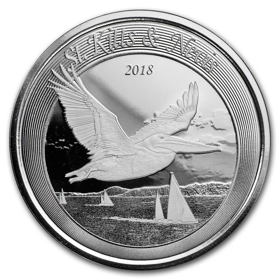 2018 St. Kitts & Nevis 1 oz Silver Pelican BU