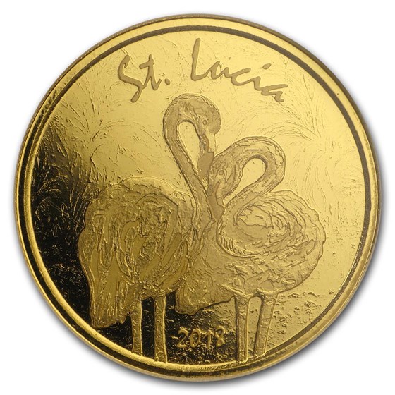 2018 St. Lucia 1 oz Gold Pink Flamingo BU 2018 St. Lucia 1 oz Gold Pink Flamingo BU