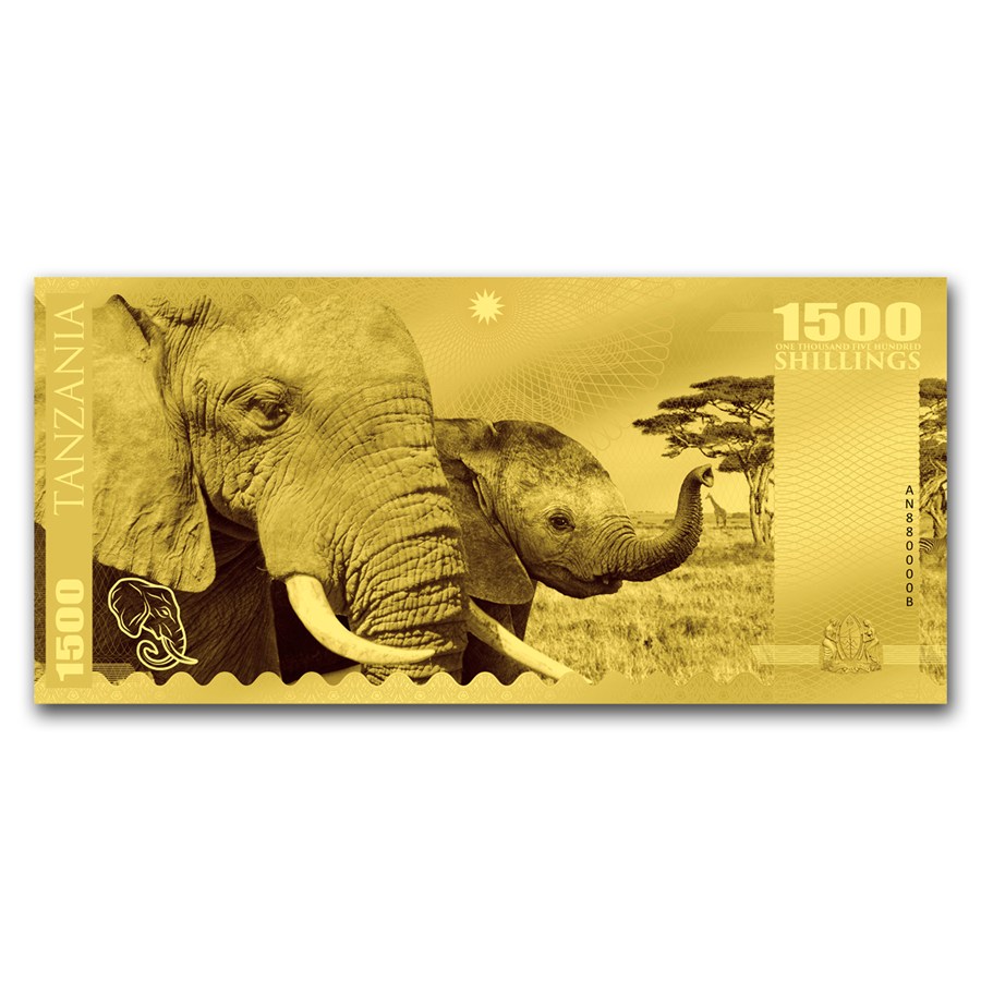 Buy 2018 Tanzania 1 gram Gold Big Five Elephant Foil Gold Note | APMEX