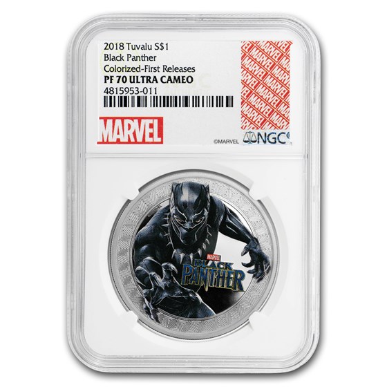 2018 Tuvalu 1 oz Silver Black Panther Proof PF-70 NGC 2018 Tuvalu 1 oz Silver Black Panther Proof PF-70 NGC