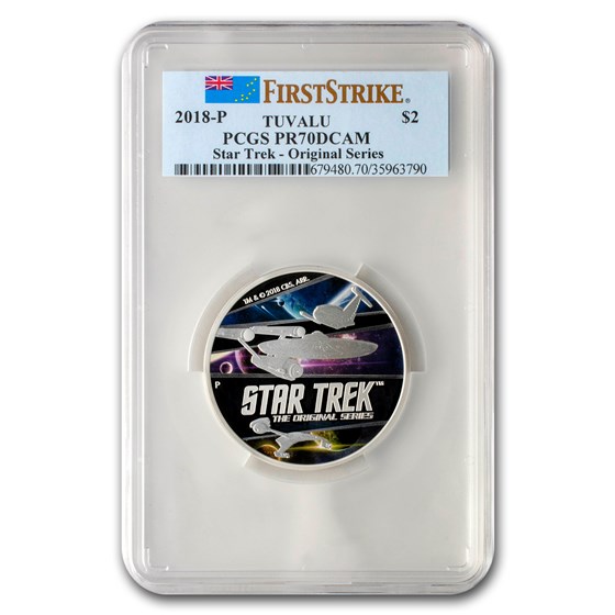 2018 Tuvalu 2 oz Ag Star Trek: Original Series PR-70 PCGS (FS) 2018 Tuvalu 2 oz Ag Star Trek: Original Series PR-70 PCGS (FS)