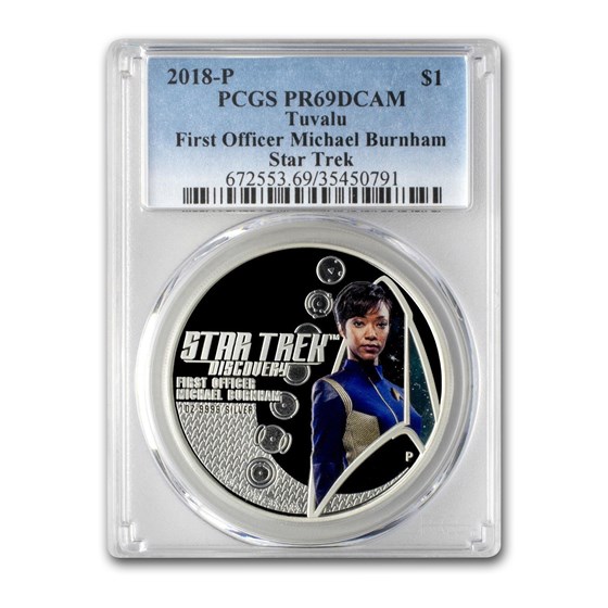 2018 Tuvalu Ag Star Trek First Officer Michael Burnham PR-69 PCGS 2018 Tuvalu Ag Star Trek First Officer Michael Burnham PR-69 PCGS