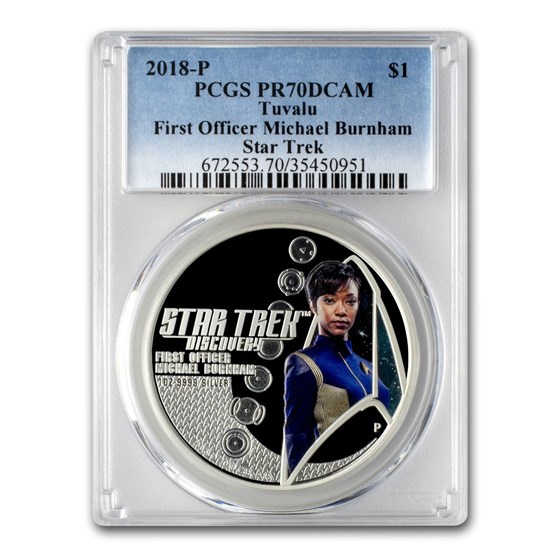 2018 Tuvalu Ag Star Trek First Officer Michael Burnham PR-70 PCGS 2018 Tuvalu Ag Star Trek First Officer Michael Burnham PR-70 PCGS