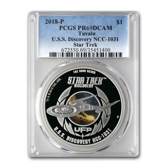 2018 Tuvalu Ag Star Trek U.S.S. Discovery NCC-1031 PR-69 PCGS 2018 Tuvalu Ag Star Trek U.S.S. Discovery NCC-1031 PR-69 PCGS