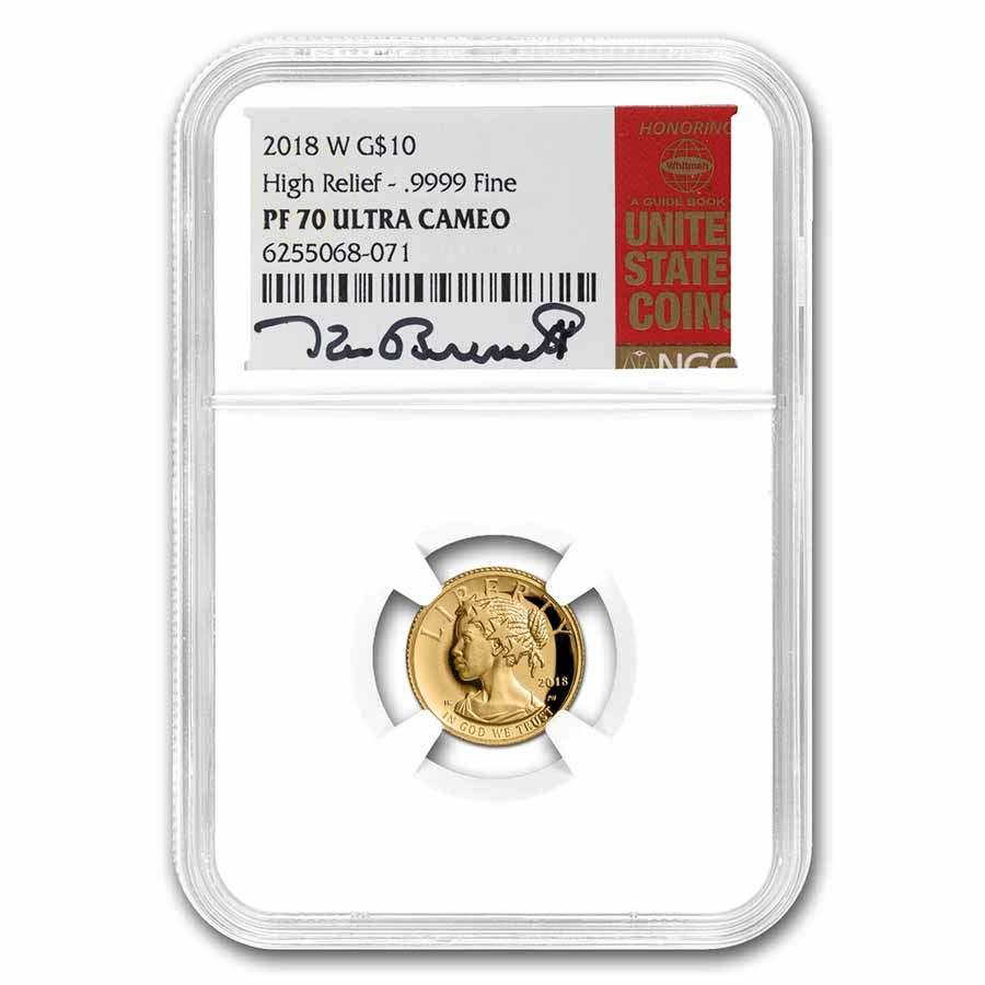 2018-W 1/10 oz American Liberty Gold PF-70 NGC (Bressett Signed)